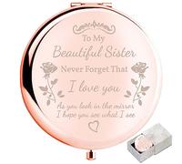 boutikpro Sister Gifts - Specchio compatto con scritta in lingua inglese To My Beautiful Sister, in oro rosa, amiche, per donne, ragazze, sorelle