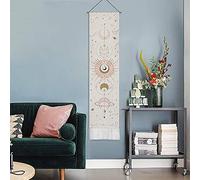 BOUTIKS Arazzo Bohémien, Ghirlanda Luna Arredamento Della Camera Attaccapanni Decorazione Boho Camera Letto Decorazione Murale Luna d'oro Appartamento Regali Ramadan Decorazione, Bianca