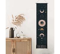 BOUTIKS Arazzo Bohémien, Ghirlanda Luna Arredamento Della Camera Attaccapanni Decorazione Boho Camera Letto Decorazione Murale Luna d'oro Appartamento Regali Ramadan Decorazione, Nero