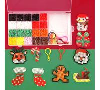 BOUTIKS Set Perline da Stirare Natale - 2000 Perline da Stirare 5mm con 13 Motivi Natalizi | Include Tavoletta, Carta da Forno & Scatola Regalo | per Bambini da 6 Anni in su