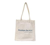 Boutique De FGG Borsa da donna in tela spessa - Borsa per la spesa con stampa di lettere alla moda con tasca interna per telefono, bianco, Small
