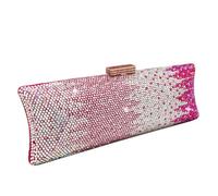 Boutique De FGG Borsa da sera lunga con strass per donne, pochette formale con strass da festa, borsa da sera in cristallo per matrimoni, Piccolo, Gradiente rosa