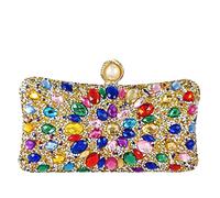 Boutique De FGG Chiusura a Perla Donna Borsa di Cristallo Borse da Sera del Partito con Strass Pochette e Clutch da Sposa con Diamante, Piccolo, Oro Colorato