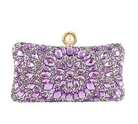 Boutique De FGG Chiusura a Perla Donna Borsa di Cristallo Borse da Sera del Partito con Strass Pochette e Clutch da Sposa con Diamante, Piccolo, Viola