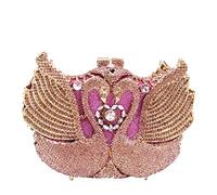 Boutique De FGG Cigno Pochette Cristallo Borse da Sera Donne Sposa Matrimonio Strass Borsetta Clutches Borsa da Festa,Mini,Rosa