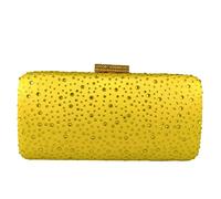 Boutique De FGG Elegante Borsa da Donna in Cristallo Borse da Sera Formali in Strass Pochette Borsetta da matrimonio, Piccolo, Giallo