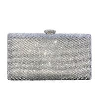 Boutique De FGG Elegante Borsa da Sera con Cristalli e Strass - Borsa a Scatola Formale da Sposa per Donna, Piccolo