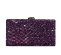 Boutique De FGG Elegante Borsa da Sera con Cristalli per Donna Borse Serali Formale con Strass Stilosa Borsa a Scatola Borsa da Sposa, Piccolo, Viola
