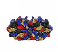 Boutique De FGG Elegante pochette da sera a forma di fiore per donne per feste di nozze borsa e borse con cristalli, Multi 1, Small