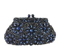 Boutique De FGG Fiore Pochette e Clutch Cristallo Donne Borse da Sera Corona Sposa Borsetta da Matrimonio com Strass,Mini,Blu Marino