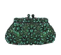 Boutique De FGG Fiore Pochette e Clutch Cristallo Donne Borse da Sera Corona Sposa Borsetta da Matrimonio com Strass,Mini,Verde