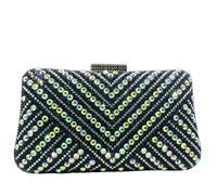 Boutique De FGG Pochette da donna con strass a forma di V, borsetta da sera glitterata, borsetta da sera, borsetta da matrimonio, mini, nero, Mini