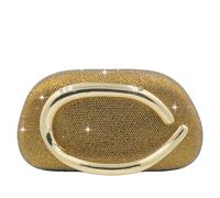 Boutique De FGG Pochette da donna con strass, borsa da sera formale con cristalli scintillanti, pochette da matrimonio, mini, Marrone, Mini