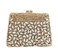 Boutique De FGG Pochette da donna con strass, borsetta da sera formale con strass, borsetta per feste di nozze, mini, Oro, Mini