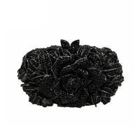 Boutique De FGG Pochette da sera con fiori da donna, borsetta da sposa, pochette con strass rosa e strass, mini, nero, Mini