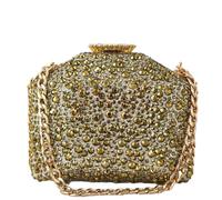 Boutique De FGG Pochette in metallo con strass, per feste, serate, balli studenteschi, mini, Marrone, Mini