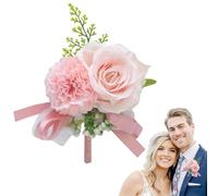 Boutonniere Corpetto | Boutonniere Borgogna per Gli Uomini Matrimonio,Boutonnieres dello Sposo E del Migliore Uomo con Fiori Artificiali, per La Cerimonia di Matrimonio, Anniversario, Cena Formale