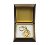Bouvier des Flandres - Portachiavi dorato con cane in confezione regalo, decoraz