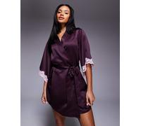 Boux Avenue - Amelia - Vestaglia in raso rosso mora con dettaglio in pizzo S