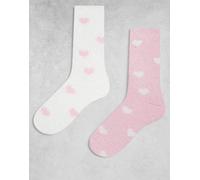 Boux Avenue - Confezione da 2 paia di calzini confortevoli rosa a cuori One Size