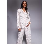 Boux Avenue - Set pigiama in pile con borsa composto da top a maniche lunghe e pantaloni con stampa a cuori-Multicolore 50