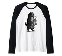 Bovaro del Bernese che suona sassofono musica jazz amante dei cani Maglia con Maniche Raglan