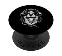 Bovaro del Bernese Con Cuffie DJ Musica Amante dei Cani PopSockets PopGrip Adesivo