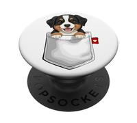 Bovaro del Bernese in tasca che sbircia un simpatico cucciolo di cane PopSockets PopGrip Adesivo