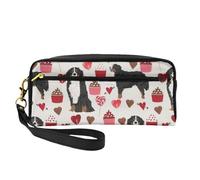Bovaro del Bernese San Valentino Design Love Dogs Crema, Borsa per il trucco Borsa per cosmetici Borsa da viaggio portatile da toilette Astuccio in pelle per donne e ragazze