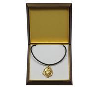 Bovaro delle Fiandre - collana rivestita in oro in una scatola, Art Dog IT