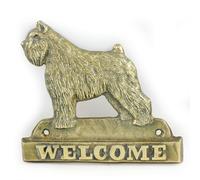 Bovaro delle Fiandre - lastra di ottone con l'iscrizione 'WELCOME' Art Dog IT