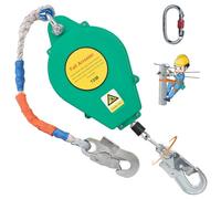 BOVDC Dispositivo Anticaduta Retrattile Certificato 10m/15m/20m, Imbracatura di Sicurezza Anticaduta Tetto con Gancio Rotante, 150kg Dispositivo Sicurezza Anticaduta Tetto/ Lavoro Aereo(Verde,10m)