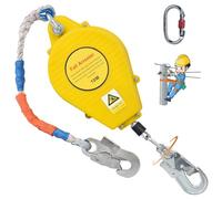 BOVDC Dispositivo Anticaduta Retrattile Certificato 10m/15m/20m, Imbracatura di Sicurezza Anticaduta Tetto con Gancio Rotante, 150kg Dispositivo Sicurezza Anticaduta Tetto/ Lavoro Aereo(Giallo,10m)