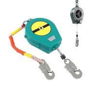 BOVDC Dispositivo Anticaduta Retrattile Certificato, 150 KG Dispositivo Anticaduta Tetto con Doppia Serratura, Giallo/Verde Kit Imbracatura Anticaduta Tetto e Lavoro Aereo(Verde,5 metri)