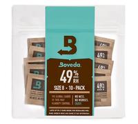 Boveda per confezionamento e conservazione di prodotti sensibili all'umidità | regolatore di umidità a 2 vie UR 49% | Formato 8 per fino a 30 grammi | 10 pezzi con confezione richiudibile