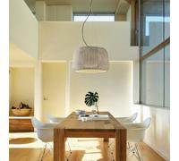 Bover Lampada a sospensione da esterno Fora S, bianco naturale/beige, Ø 50 cm Bover