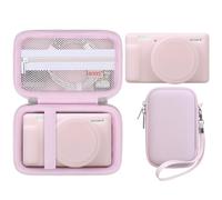 BOVKE 2 in 1 Camera Custodia per Sony Vlog camera ZV-1 Fotocamera digitale, Custodia in Silicone + Custodia Rigida con Borsa da Trasporto Set Protettivo per Fotocamera Sony ZV1, Rosa Gelatina