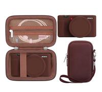 BOVKE 2 in 1 Camera Custodia per Sony Vlog camera ZV-1 Fotocamera digitale, Custodia in Silicone + Custodia Rigida con Borsa da Trasporto Set Protettivo per Fotocamera Sony ZV1, Marrone