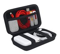 BOVKE Carrying Case Hard Protective Case Tech Organizer Travel Power Bank Pouch Bag USB Cable Organizer for Earbuds, Cable Cord, Charger Adapter, Electronic Accessories Wallet, Black+Inside Black