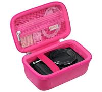 BOVKE Custodia da viaggio per fotocamera digitale Canon PowerShot SX740 HS, custodia portaoggetti per fotocamera Canon SX730/ SX720/ SX620/ G7X con tasca extra per batterie, cavi, schede SD, Rosered