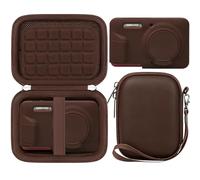 BOVKE Custodia del Kit del Pacchetto per KODAK PIXPRO FZ55 - Cassa di Stoccaggio Rigida con Custodia in Silicone, Borsa da Viaggio con Caso in Morbida per FZ55 Fotocamera Digitale, Marrone
