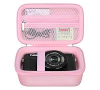 BOVKE Custodia per fotocamera Canon PowerShot G7X Mark III / G7 X Mark II Digital 4K Vlogging Camera, Live Streaming Videocamera Custodia da viaggio con tasca a rete per cavi e batterie extra, Rosa