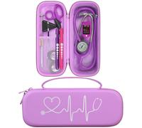 BOVKE Custodia per stetoscopio 3M Littmann Classic III, Lightweight II S.E, MDF Acoustica Deluxe - Spazio extra per forbici mediche per bendaggi, forbici da trauma EMT e penne luminose, Viola Chiaro