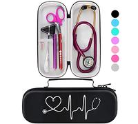 BOVKE Custodia per stetoscopio 3M Littmann Classic III, Lightweight II S.E, MDF Acoustica Deluxe - Spazio extra per forbici mediche, forbici da trauma EMT e penne luminose a LED, Nero