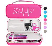 BOVKE Custodia per stetoscopio compatibile con stetoscopio diagnostico 3M Littmann Cardiology IV, stetoscopio di monitoraggio Classic III, Lightweight II S.E, supporto MDF con tasca accessori, Lampone