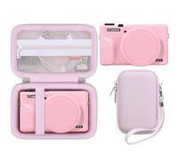 BOVKE Custodia Rigida + Cover in Silicone per Canon PowerShot G7 X Mark III Fotocamera Compatta, Custodia Protettiva in Morbido Silicone, Copriobiettivo Rimovibile, Cinturino da Polso, Rosa