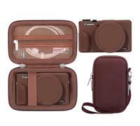 BOVKE Custodia Rigida + Cover in Silicone per Canon PowerShot G7 X Mark III Fotocamera Compatta, Custodia Protettiva in Morbido Silicone, Copriobiettivo Rimovibile, Cinturino da Polso, Marrone