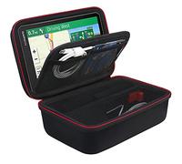 BOVKE Custodia rigida per GPS Garmin DriveSmart 76/65/61 da 6-7 pollici, RV 780/dezl OTR700/OTR610 Garmin Catalyst, sistema di navigazione GPS, spazio extra per caricatore da auto, cavo, Nero+Nero