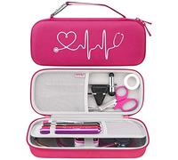 BOVKE Custodia rigida per stetoscopio 3M Littmann Classic III, Lightweight II S.E, Cardiology IV Diagnostic, MDF Acoustica Deluxe - Spazio extra per martello medico e penlight, Lampone
