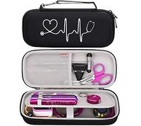 BOVKE Custodia rigida per stetoscopio 3M Littmann Classic III, Lightweight II S.E, Cardiology IV Diagnostic, MDF Acoustica Deluxe - Spazio extra per martello per percussione Taylor e penne, Nero